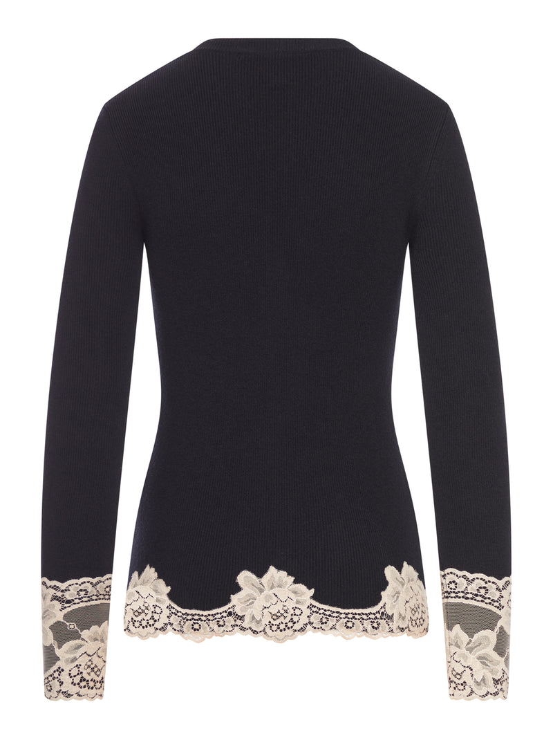 CARDIGAN IN CASHMERE CON INSERTI IN PIZZO