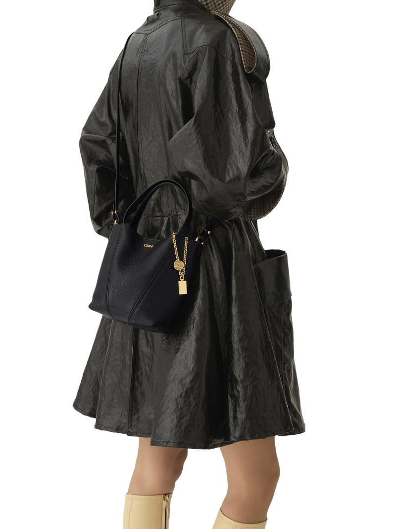 TOTE BAG PICCOLA CHLOÉ SPIN IN PELLE GRANATA