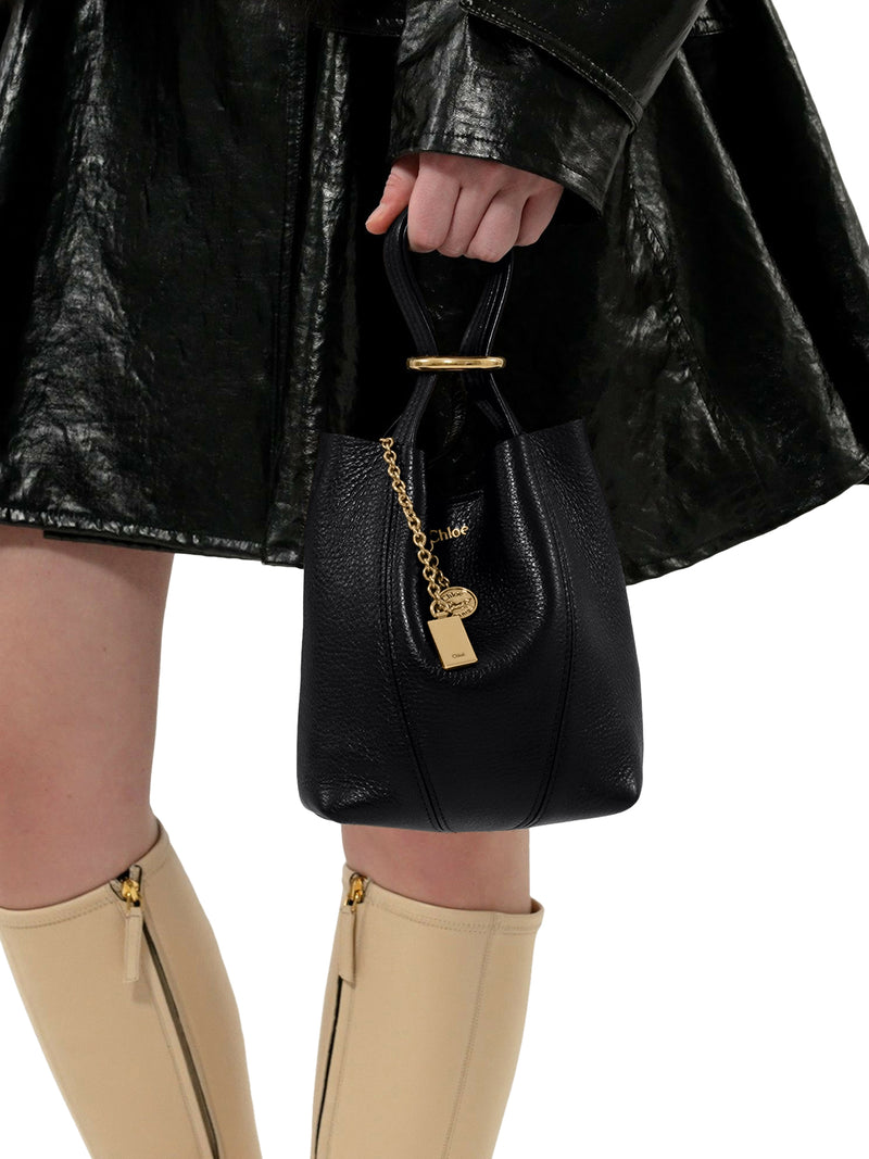 TOTE BAG PICCOLA CHLOÉ SPIN IN PELLE GRANATA