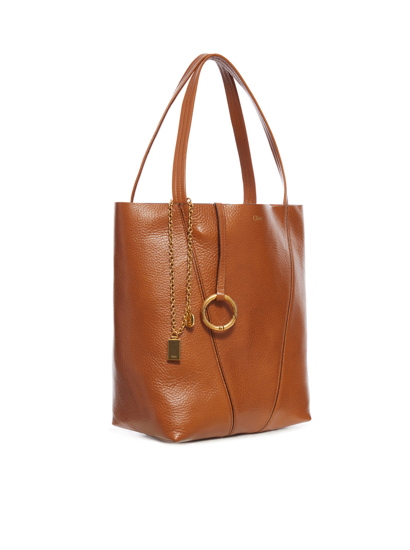 TOTE BAG PICCOLA CHLOÉ SPIN IN PELLE GRANATA