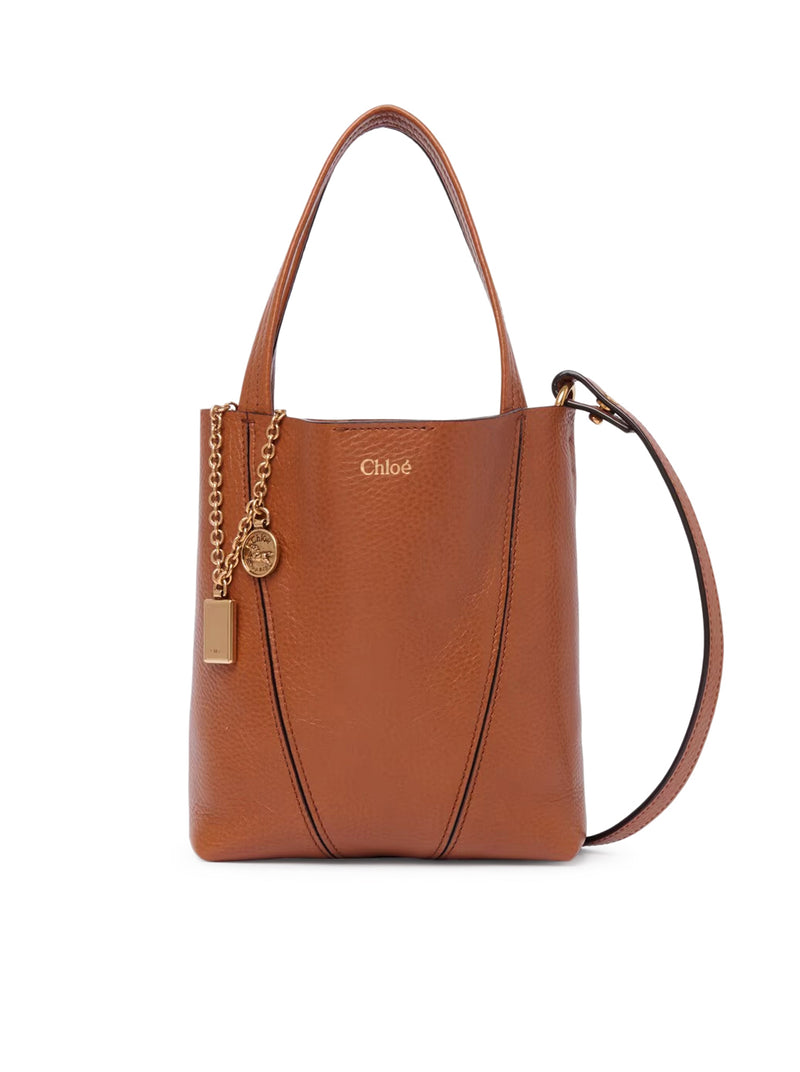TOTE BAG PICCOLA CHLOÉ SPIN IN PELLE GRANATA
