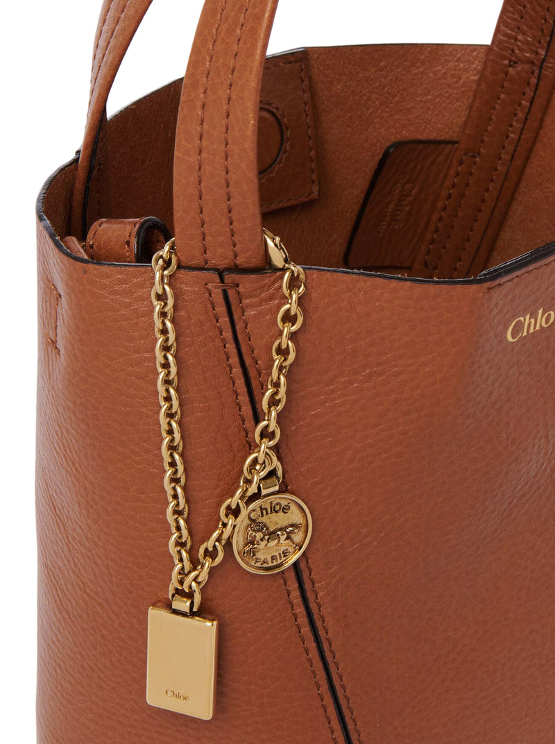 TOTE BAG PICCOLA CHLOÉ SPIN IN PELLE GRANATA