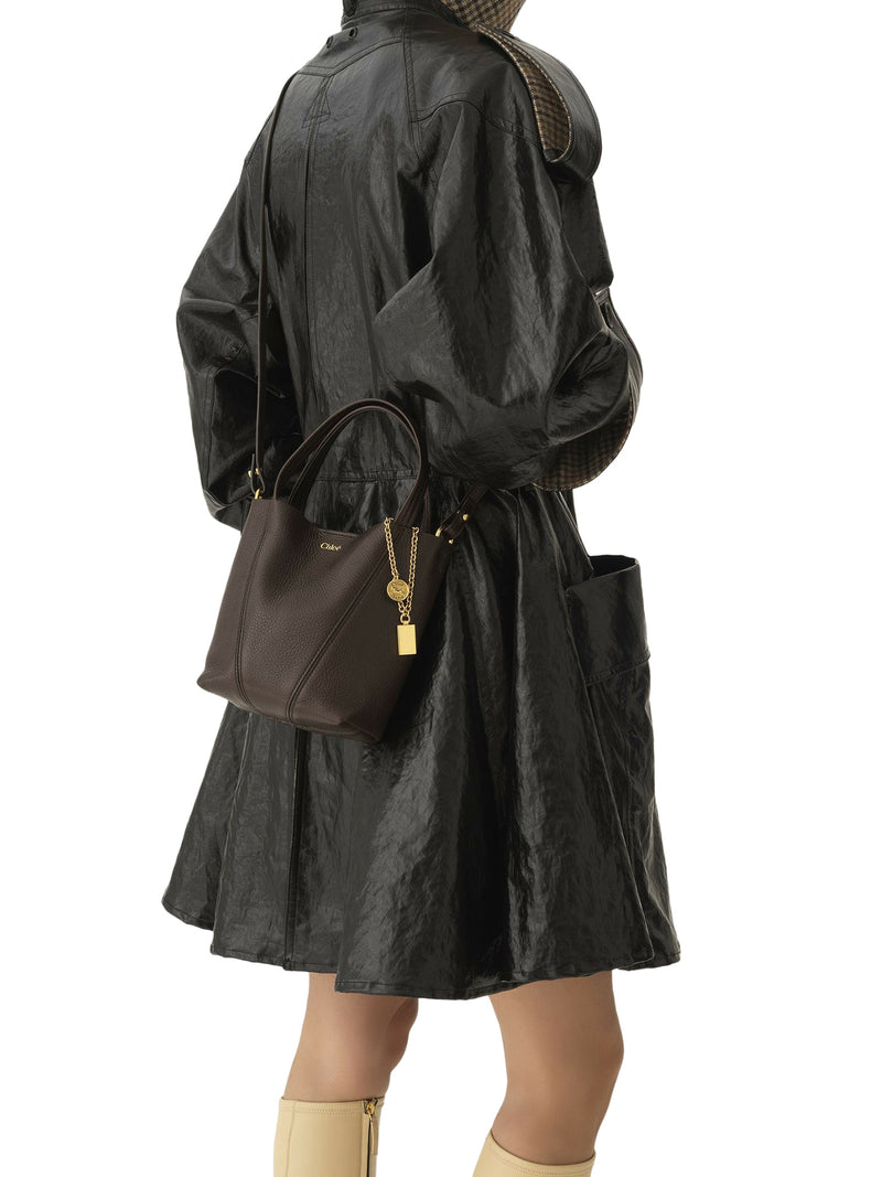 TOTE BAG PICCOLA CHLOÉ SPIN IN PELLE GRANATA