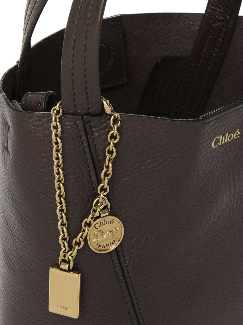 TOTE BAG PICCOLA CHLOÉ SPIN IN PELLE GRANATA
