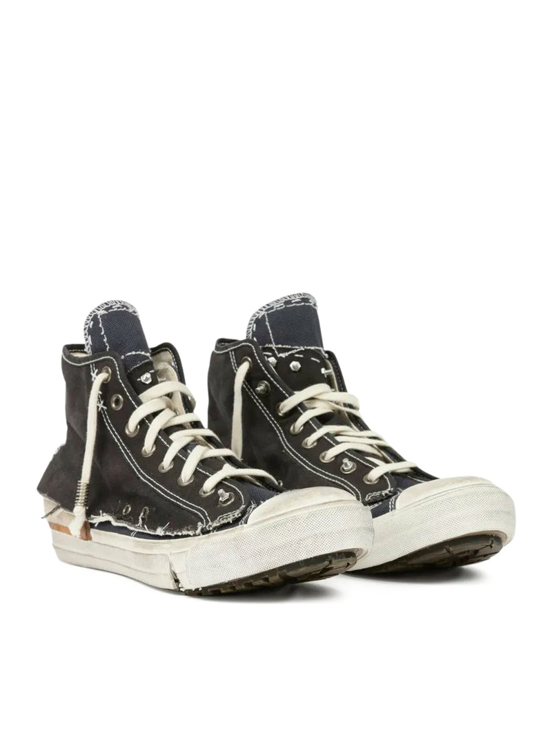 SNEAKERS ALTE IN TELA "LOVE TO DEATH" CON DETTAGLI DESTRUTTURATI