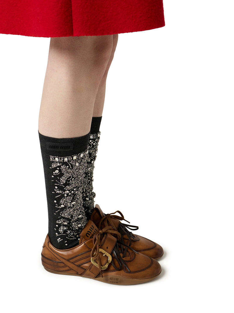 SNEAKERS IN PELLE CON FIBBIA