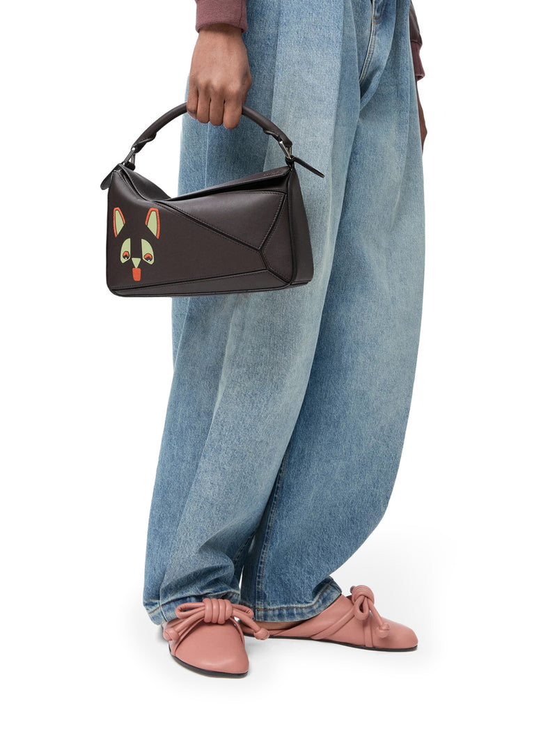 BORSA PUZZLE PICCOLA FUTURIST CAT IN PELLE DI VITELLO