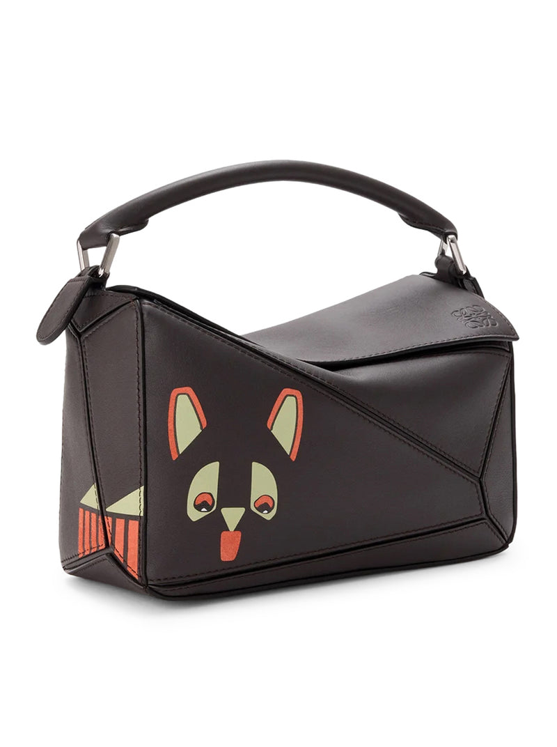 BORSA PUZZLE PICCOLA FUTURIST CAT IN PELLE DI VITELLO