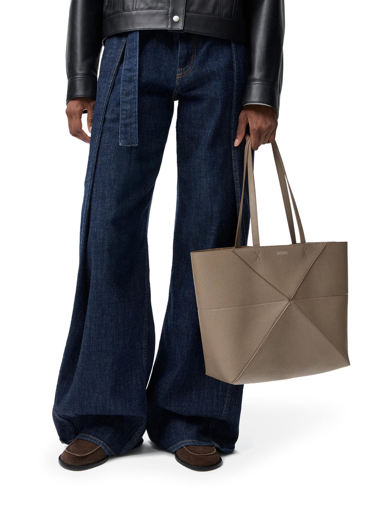 BORSA TOTE PUZZLE FOLD HORIZONTAL MEDIA IN PELLE DI VITELLO GRANATA