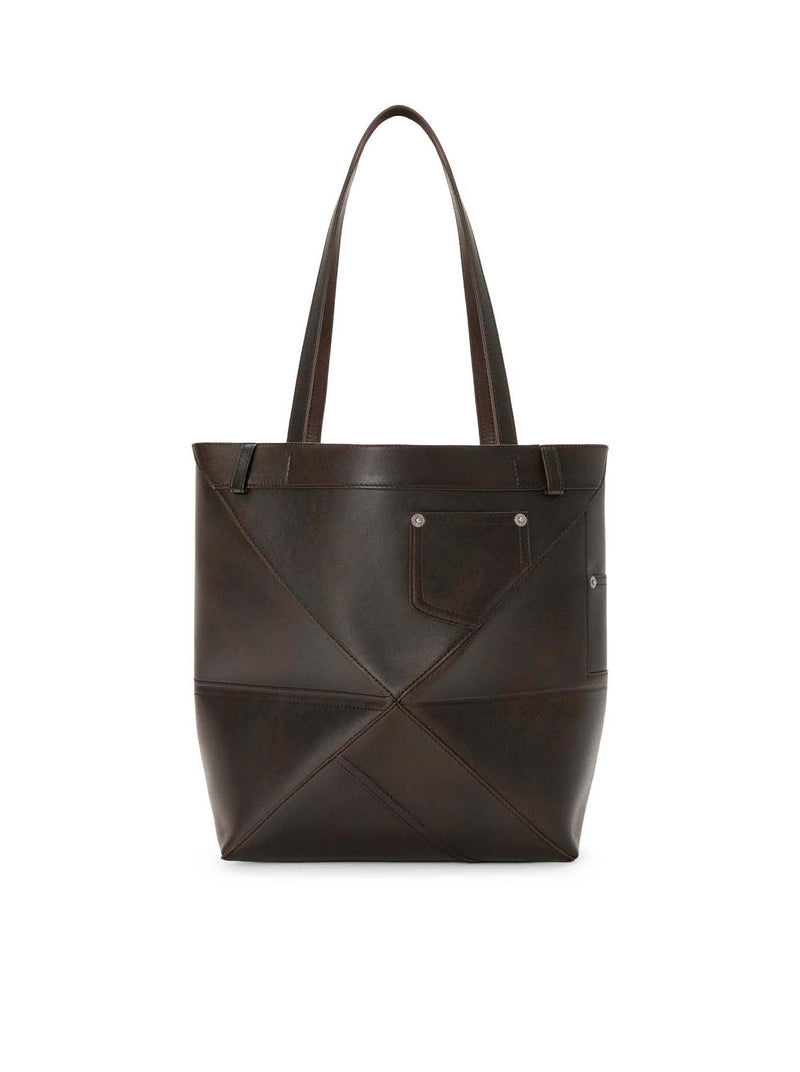 BORSA TOTE MEDIA PUZZLE FOLD PANTS IN PELLE