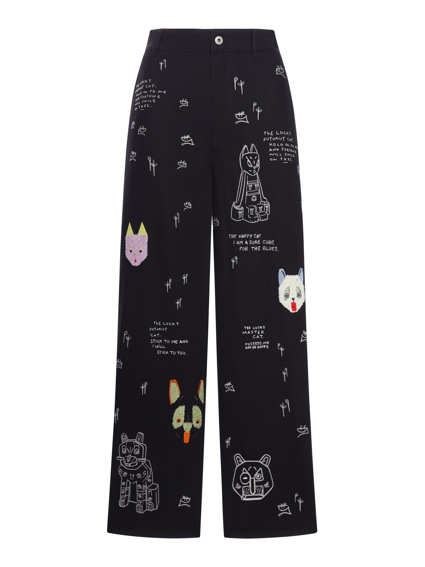 PANTALONI IN COTONE CON RICAMI