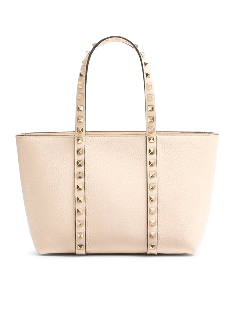 MINI TOTE ROCKSTUD IN PELLE MARTELLATA