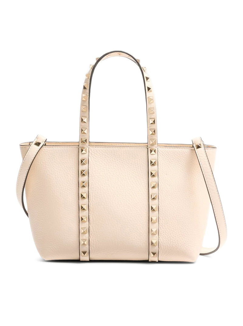 MINI TOTE ROCKSTUD IN PELLE MARTELLATA