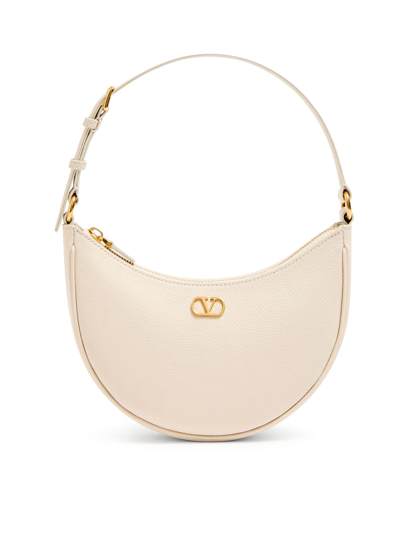 MINI BORSA HOBO VLOGO SIGNATURE IN VITELLO GRANATO BIANCO