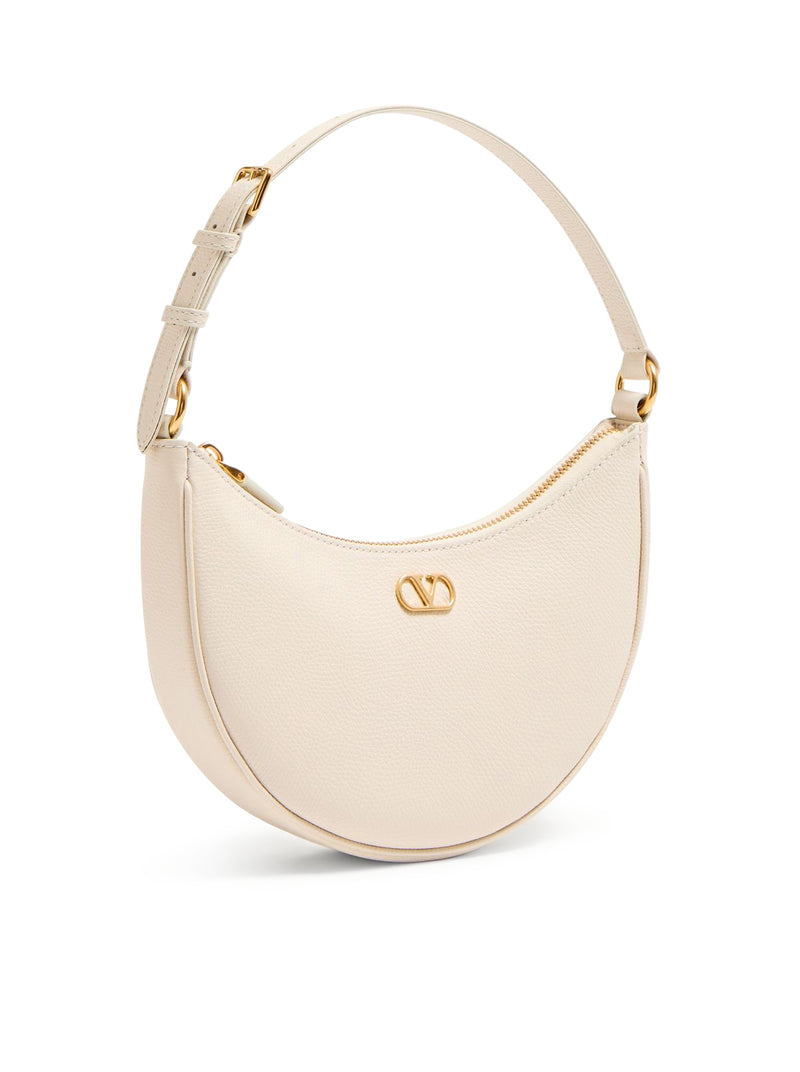 MINI BORSA HOBO VLOGO SIGNATURE IN VITELLO GRANATO BIANCO