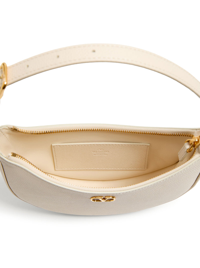 MINI BORSA HOBO VLOGO SIGNATURE IN VITELLO GRANATO BIANCO