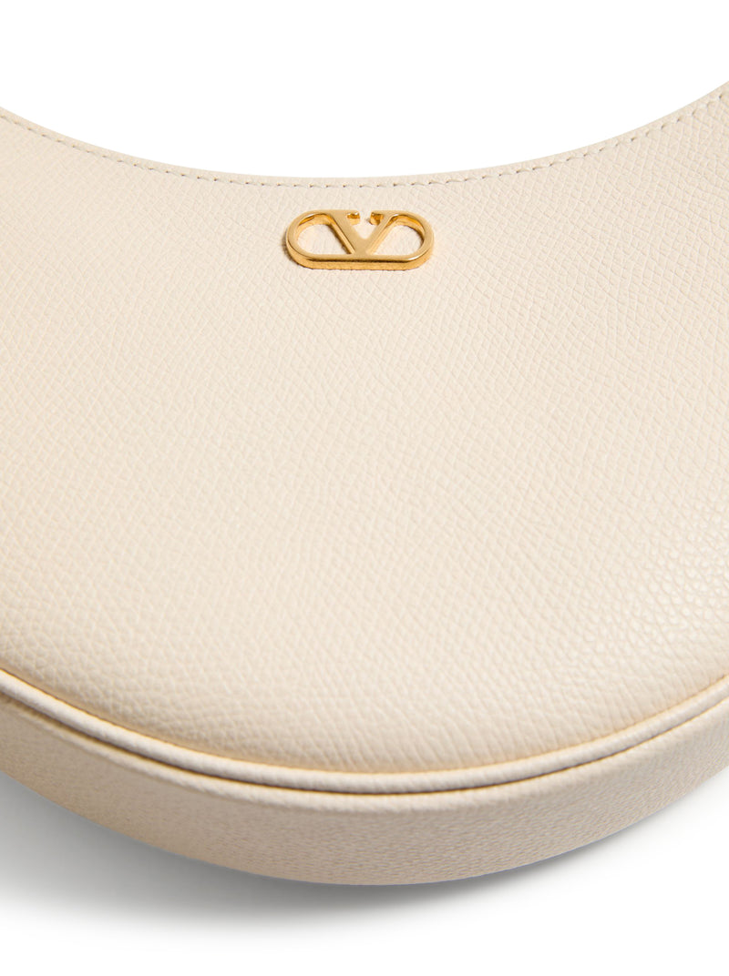 MINI BORSA HOBO VLOGO SIGNATURE IN VITELLO GRANATO BIANCO