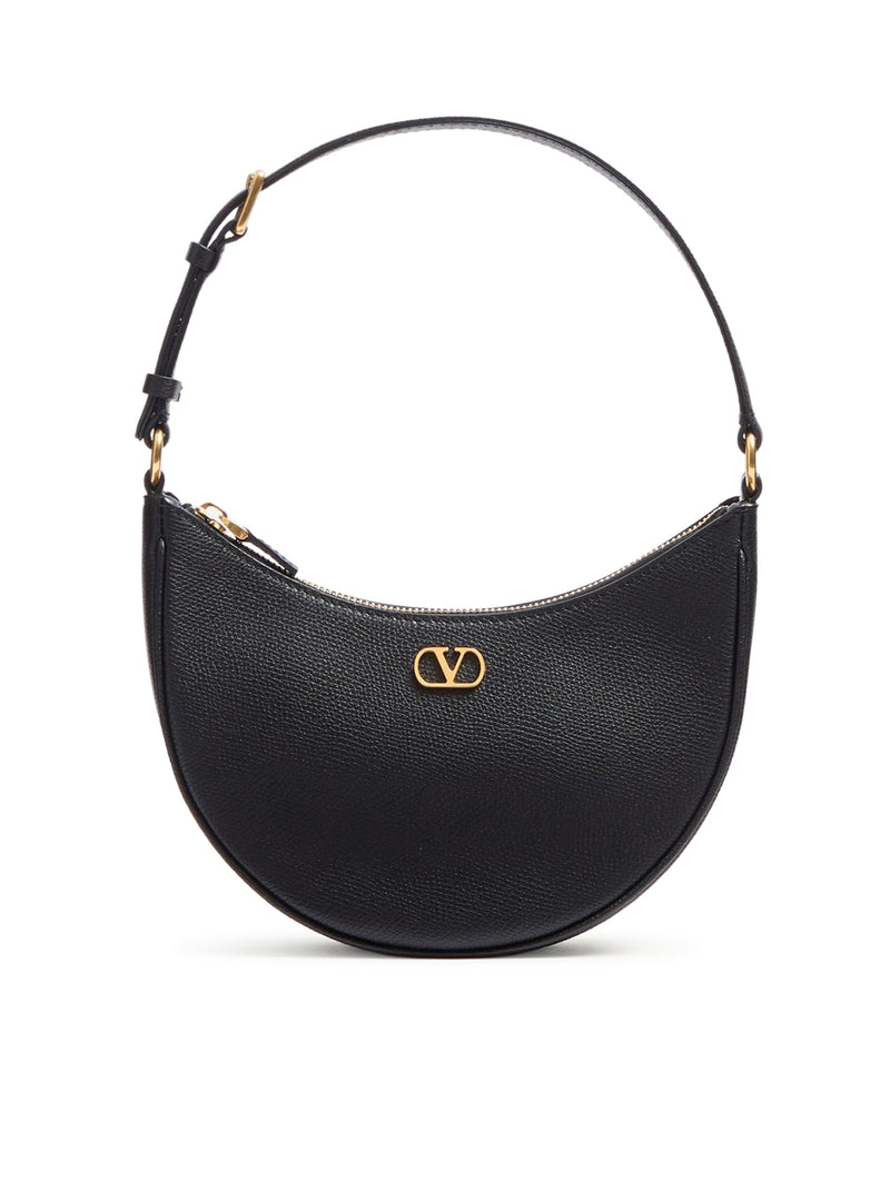 MINI BORSA HOBO VLOGO SIGNATURE IN VITELLO GRANATO NERO