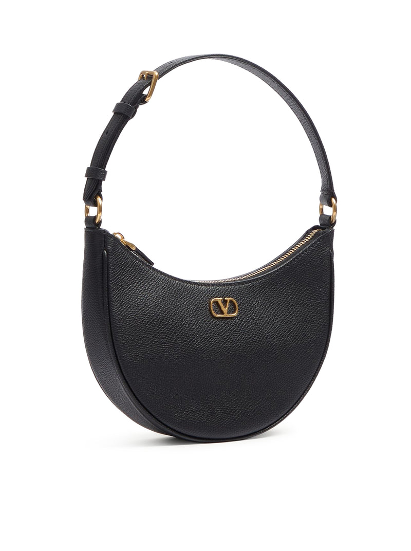 MINI BORSA HOBO VLOGO SIGNATURE IN VITELLO GRANATO NERO