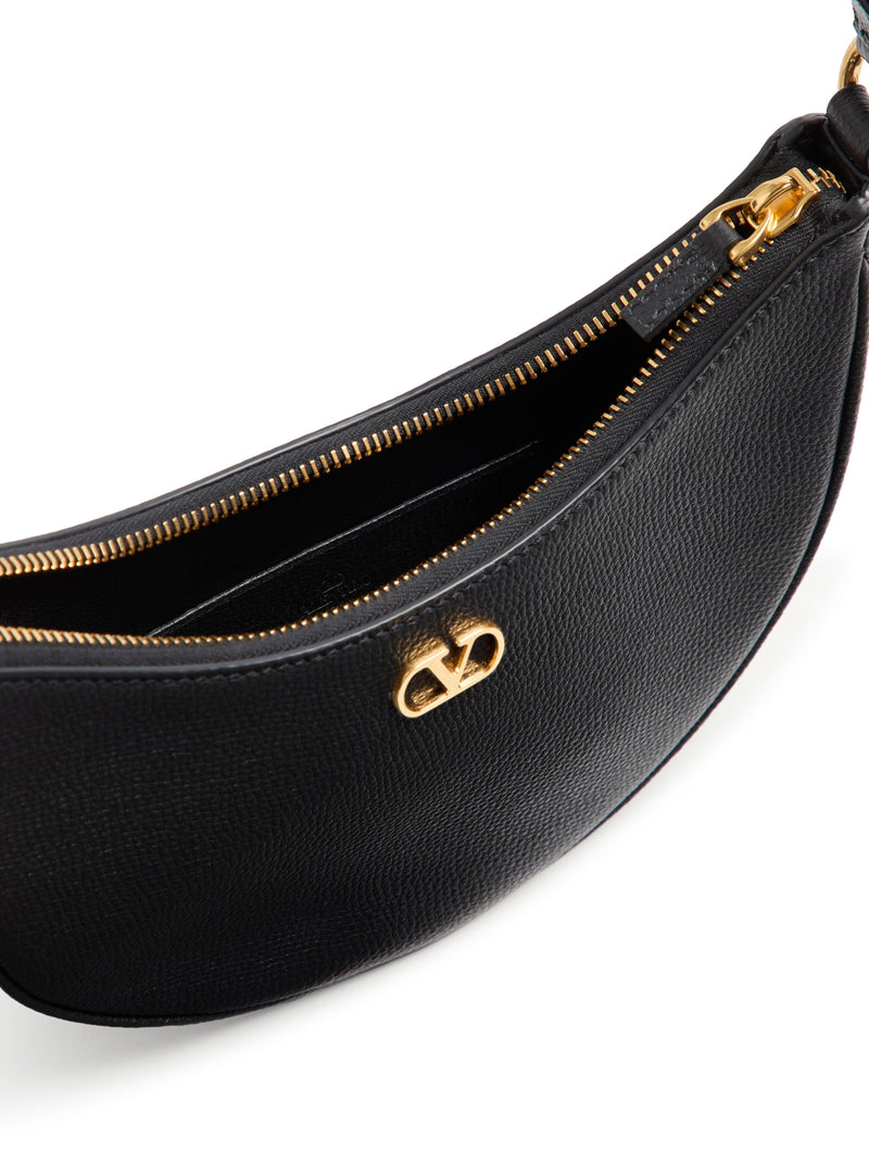 MINI BORSA HOBO VLOGO SIGNATURE IN VITELLO GRANATO NERO