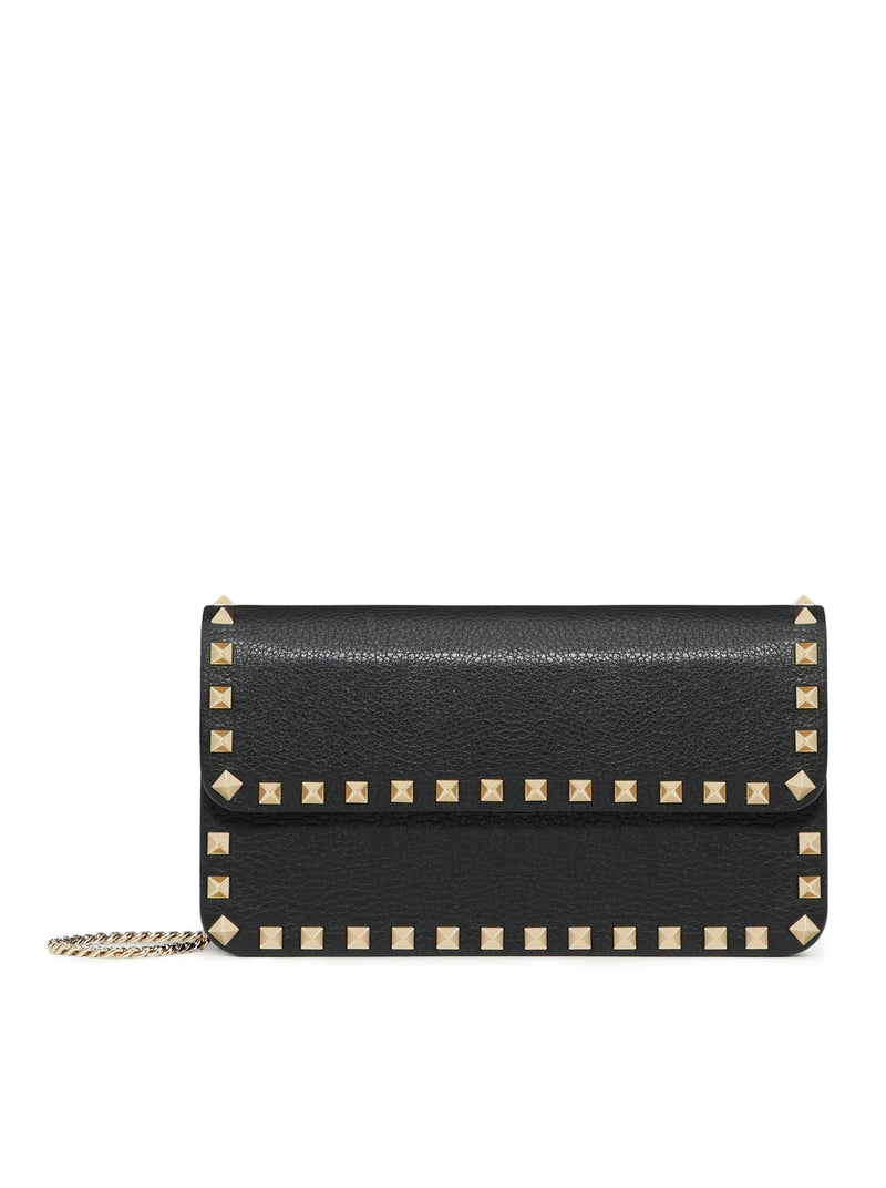 POUCH CON CATENA ROCKSTUD IN VITELLO GRANATO