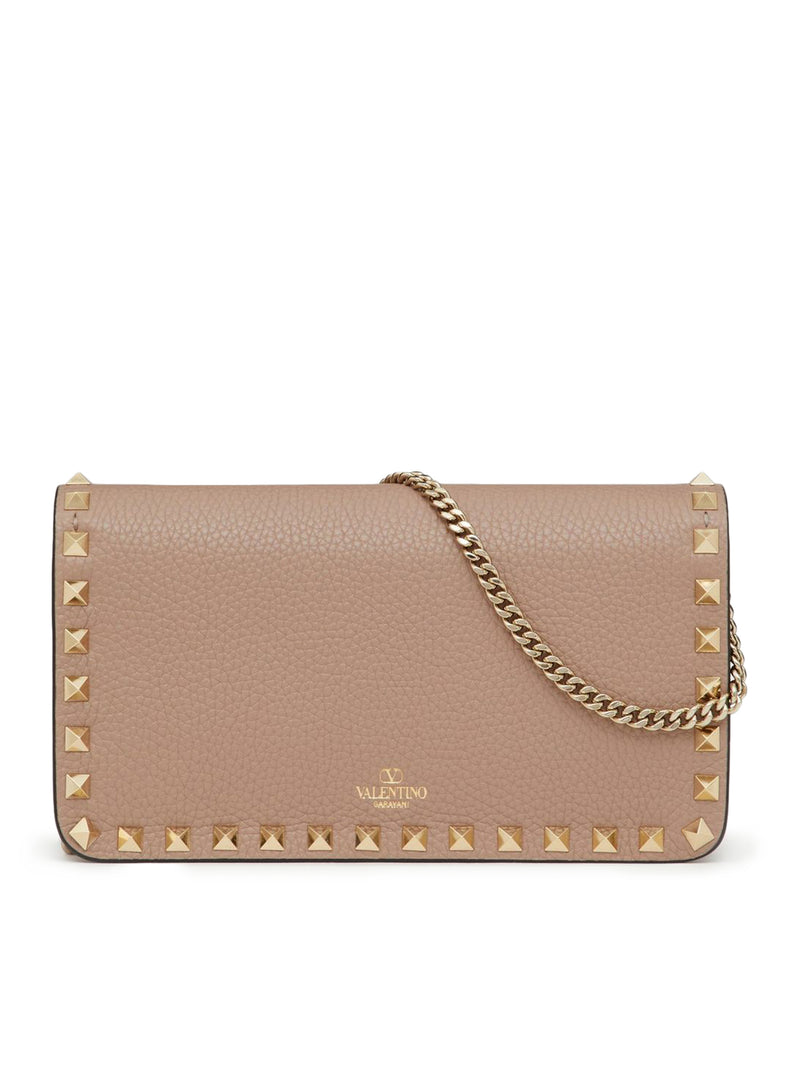 POUCH CON CATENA ROCKSTUD IN VITELLO GRANATO