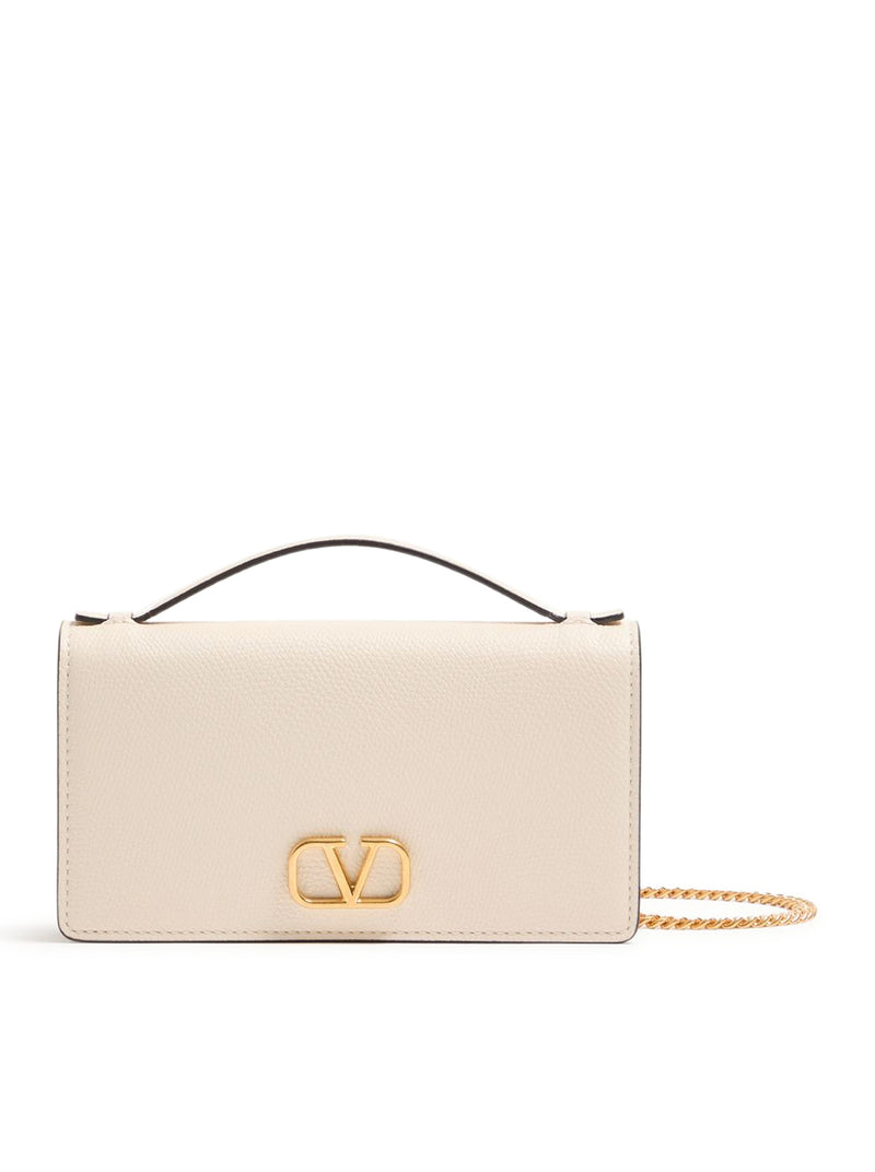 PORTAFOGLIO CON CATENA VLOGO SIGNATURE IN VITELLO GRANATO