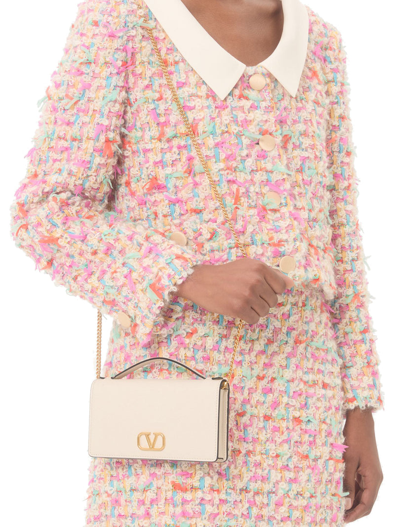 PORTAFOGLIO CON CATENA VLOGO SIGNATURE IN VITELLO GRANATO