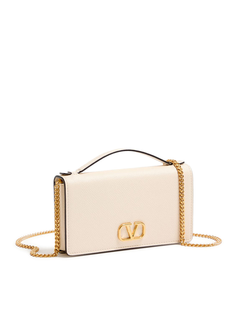 PORTAFOGLIO CON CATENA VLOGO SIGNATURE IN VITELLO GRANATO