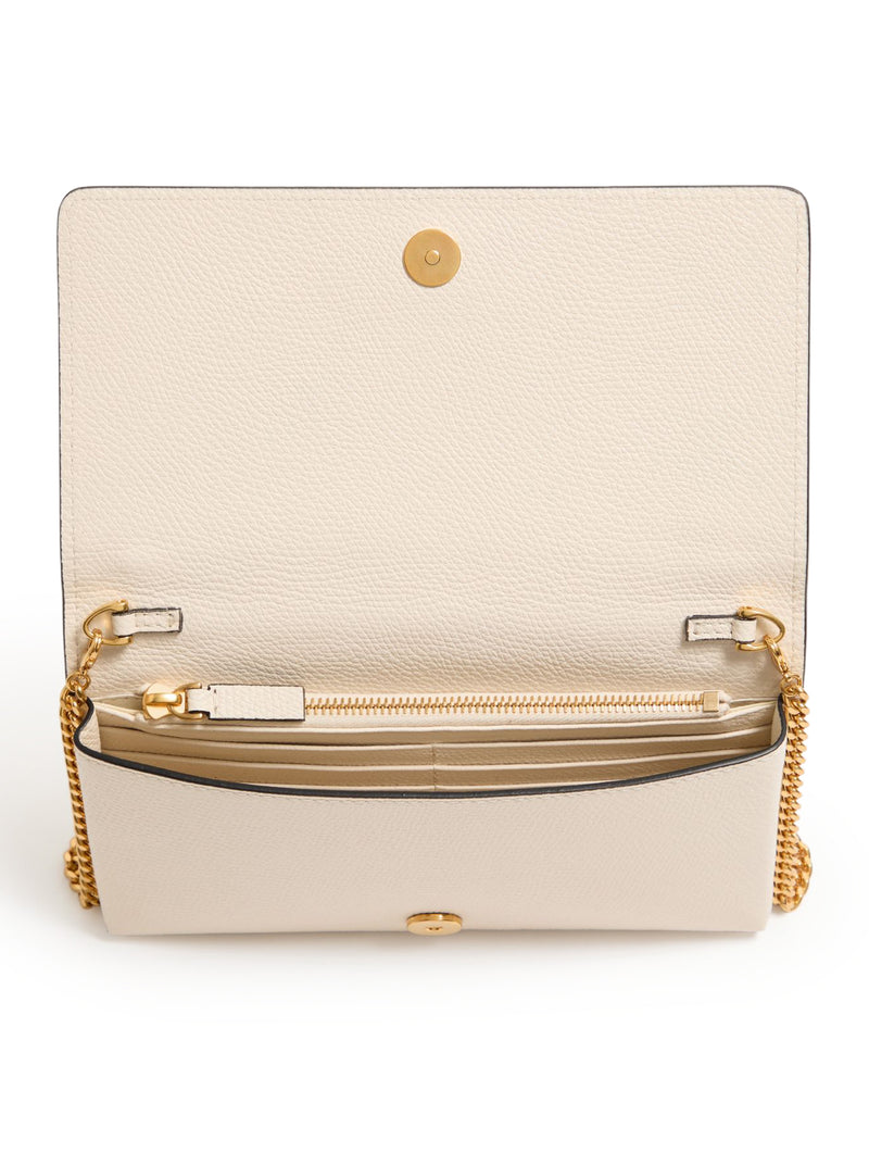 PORTAFOGLIO CON CATENA VLOGO SIGNATURE IN VITELLO GRANATO