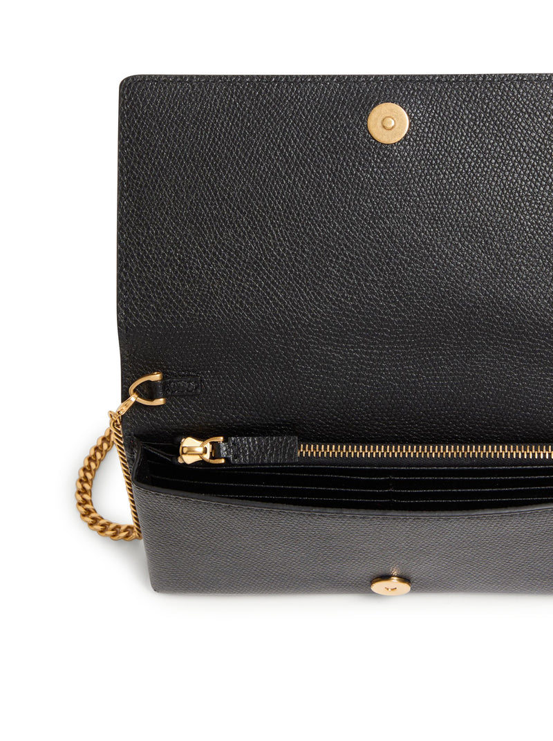 PORTAFOGLIO CON CATENA VLOGO SIGNATURE IN VITELLO GRANATO