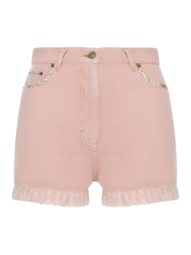 SHORTS IN DENIM CON ORLO SFRANGIATO