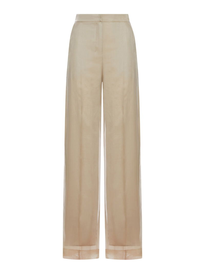 PANTALONE OLIVI IN ORGANZA DI SETA