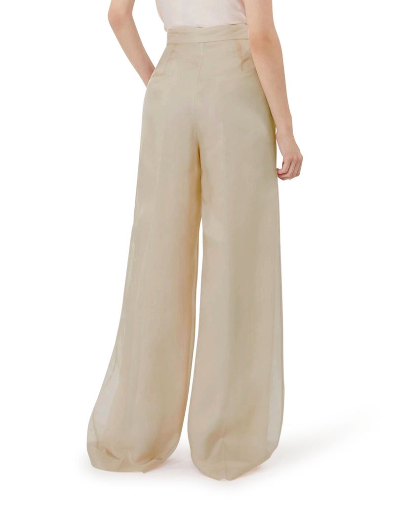 PANTALONE OLIVI IN ORGANZA DI SETA