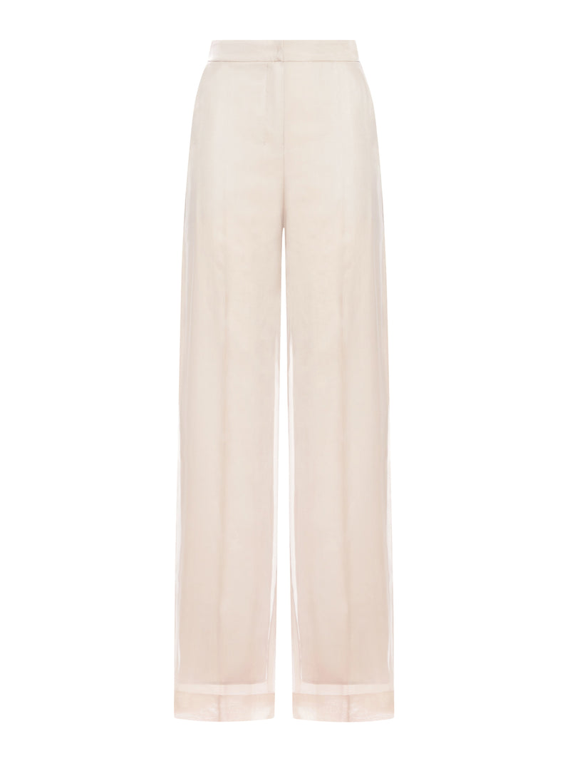 PANTALONE OLIVI IN ORGANZA DI SETA