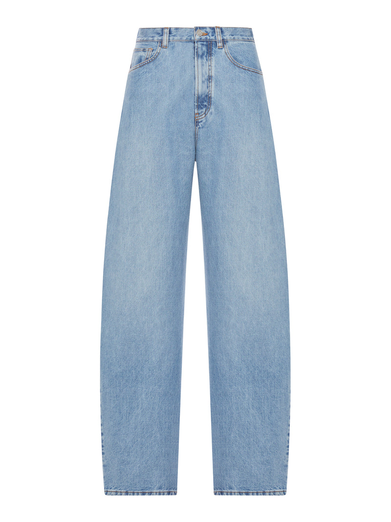 JEANS ARROTONDATI IN DENIM BLU DÉLAVÉ