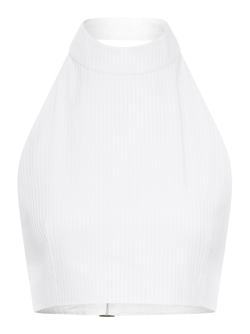 TOP CON PLASTRON IN POPELINE DI COTONE