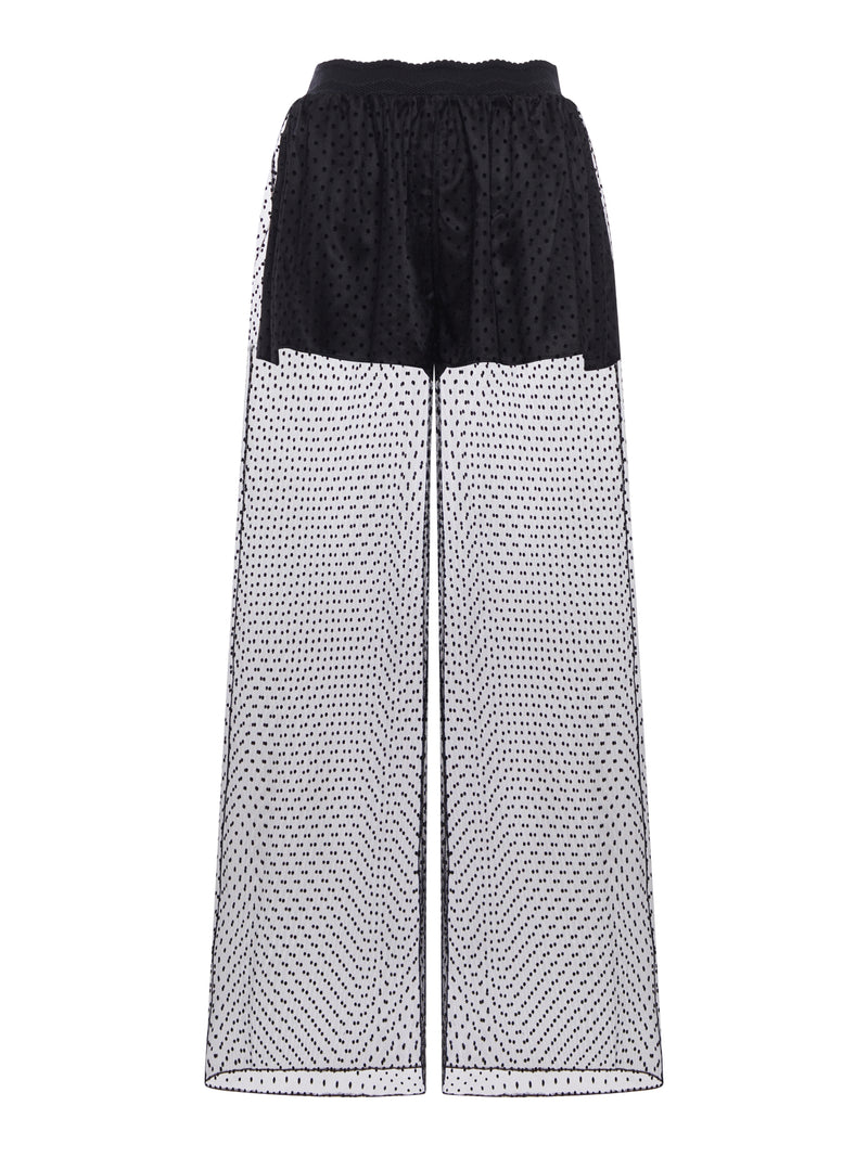 PANTALONI CON GAMBA LARGA IN RETE