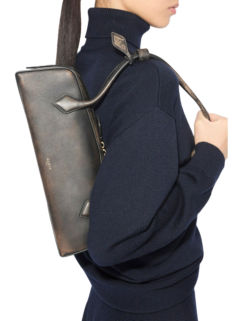 BORSA LE TECKEL MEDIA IN PELLE INVECCHIATA