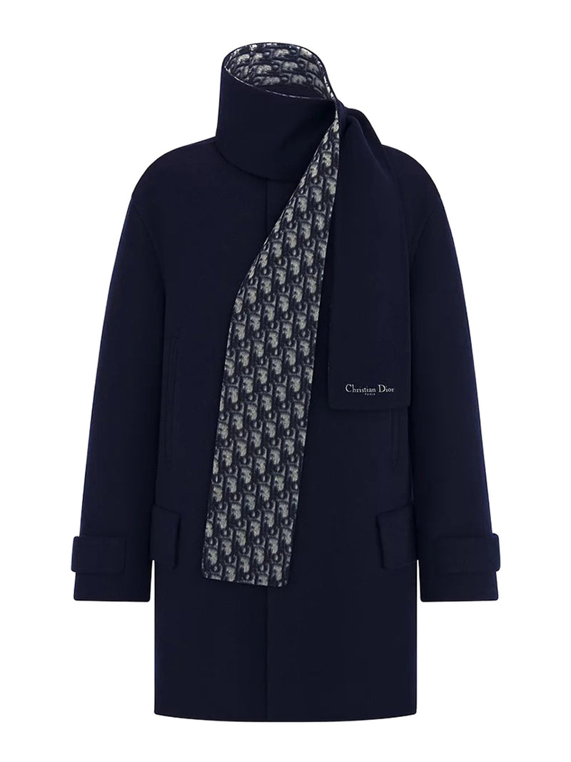 CAPPOTTO CON COLLETTO A SCIARPA IN LANA VERGINE E SETA DOUBLE FACE