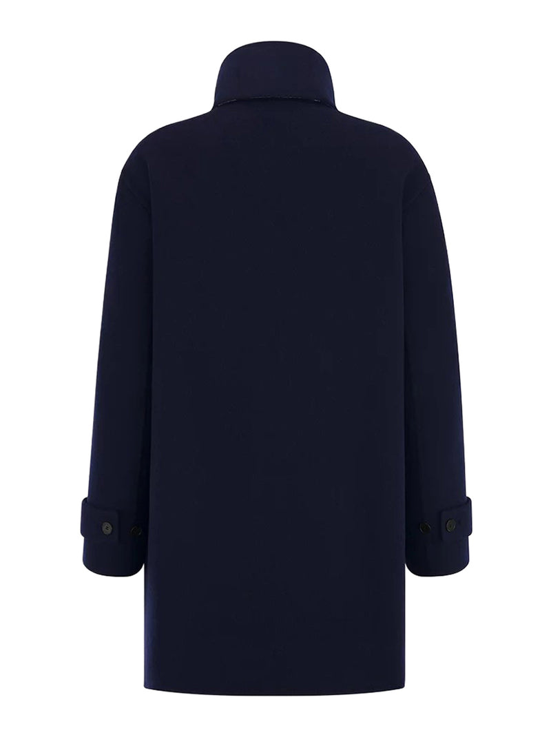 CAPPOTTO CON COLLETTO A SCIARPA IN LANA VERGINE E SETA DOUBLE FACE