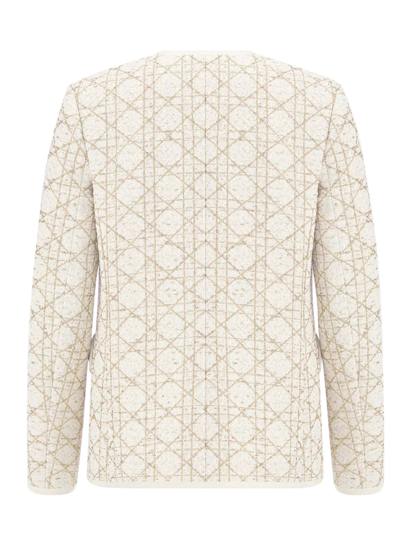 GIACCA MACROCANNAGE IN TWEED DI MISTO LANA BIANCO E COLOR ORO