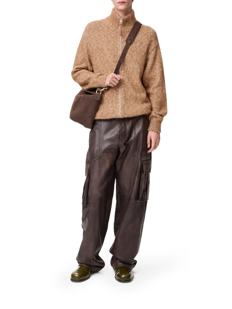 CARDIGAN CON ZIP IN COTONE LINO E LANA