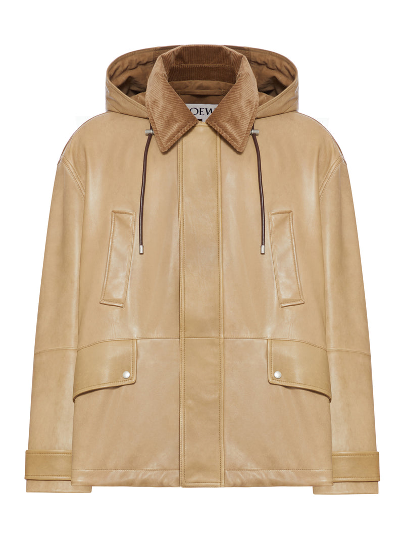 PARKA CORTO IN NAPPA DI AGNELLO E COTONE
