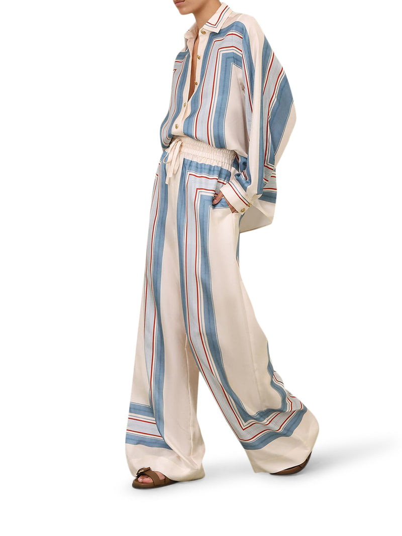 PANTALONI IN SETA A VITA AMPIA