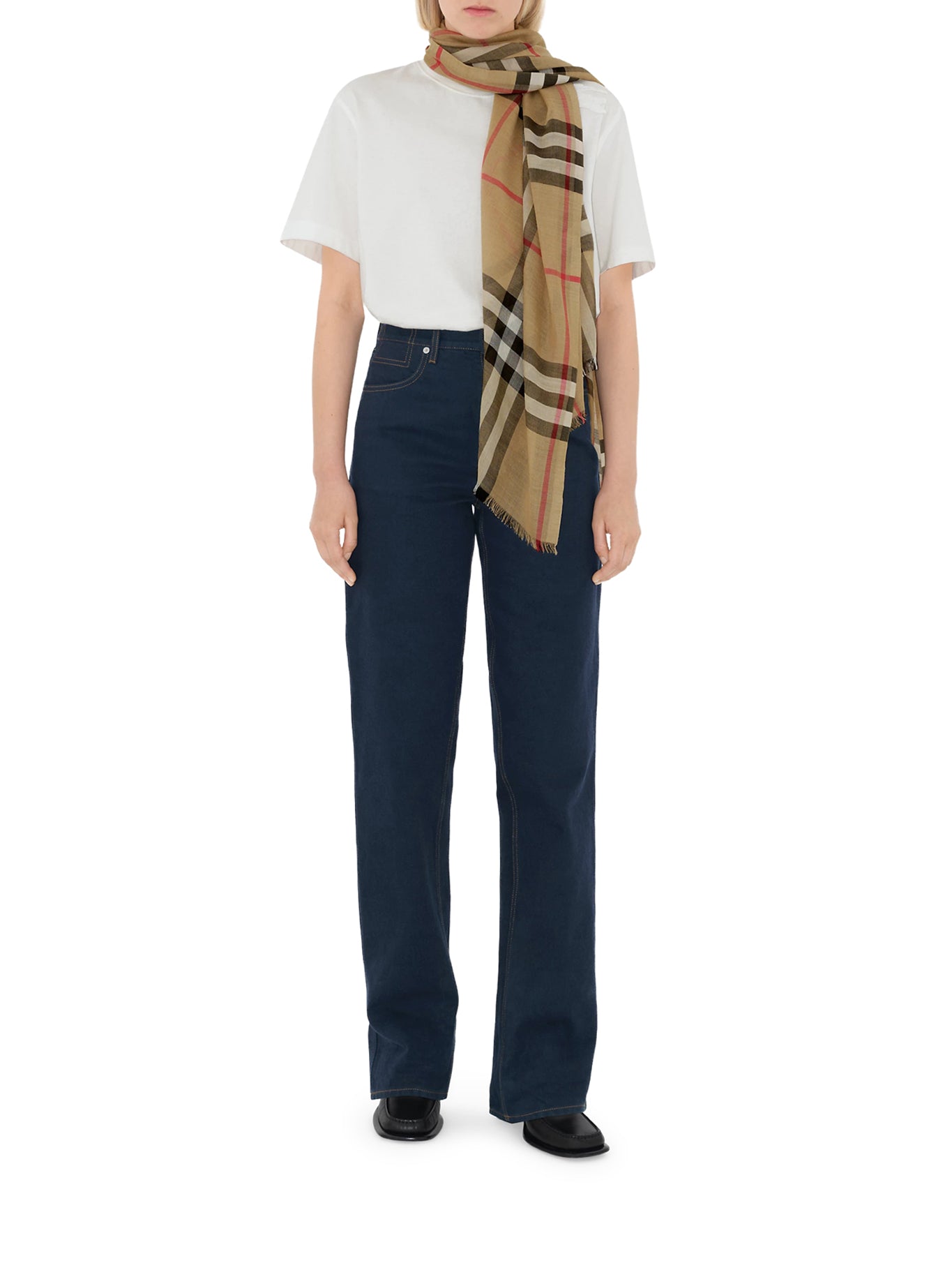 SCIARPA IN LANA E SETA CHECK