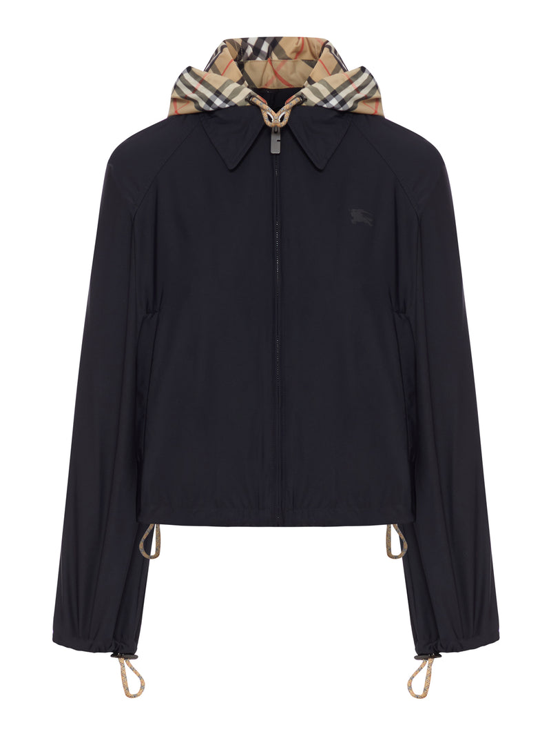 GIACCA CROP CON CAPPUCCIO E DETTAGLI CHECK