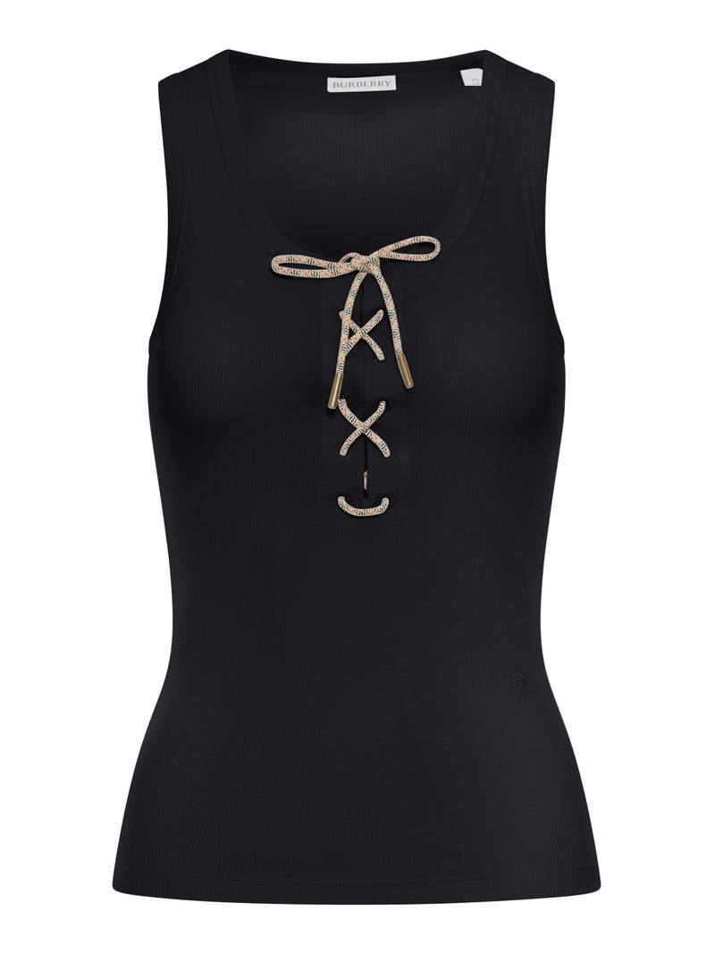 CANOTTA IN MISTO COTONE CON FINITURE CHECK