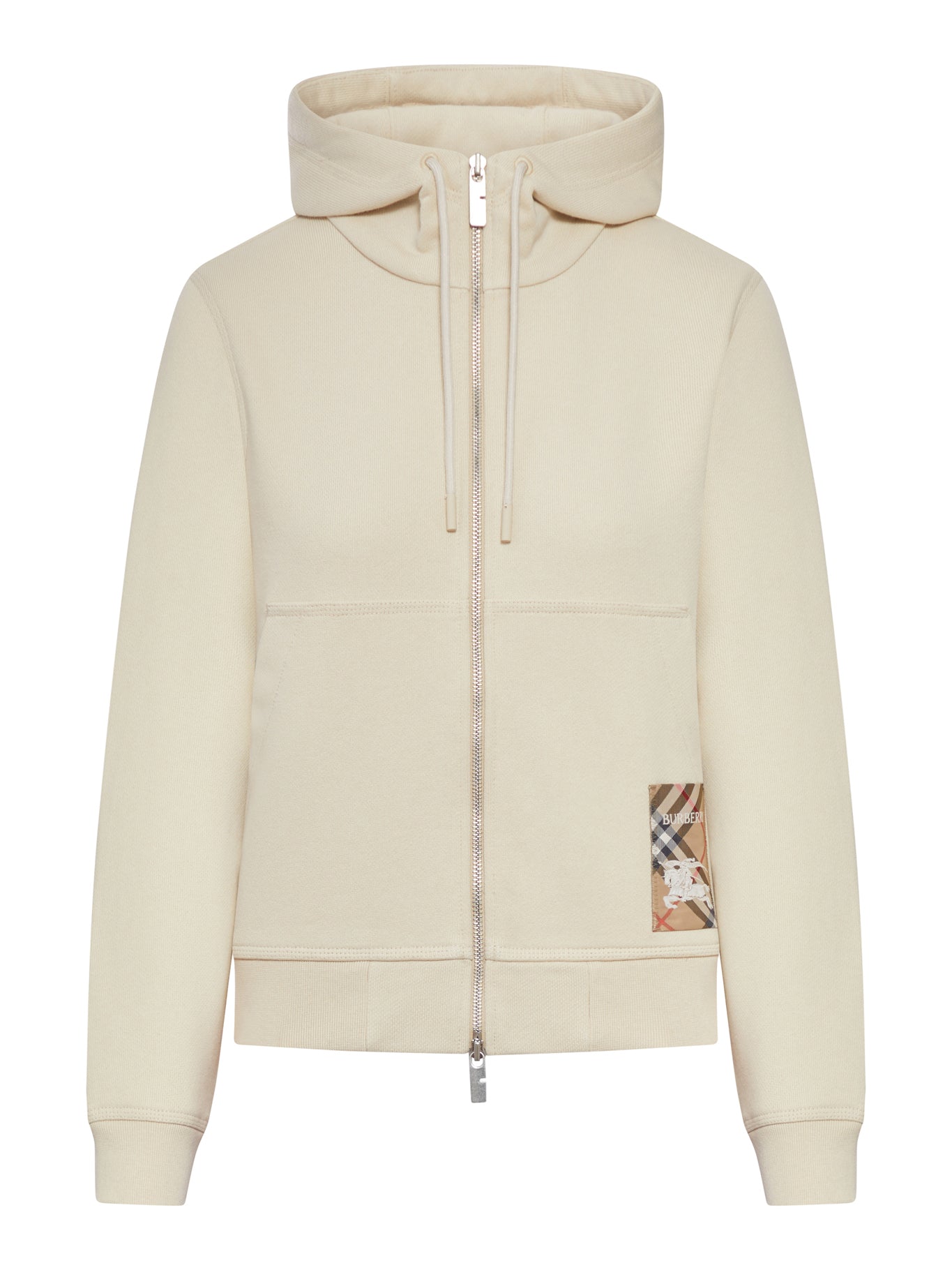 FELPA CON CAPPUCCIO E CERNIERA IN COTONE CON ETICHETTA CHECK