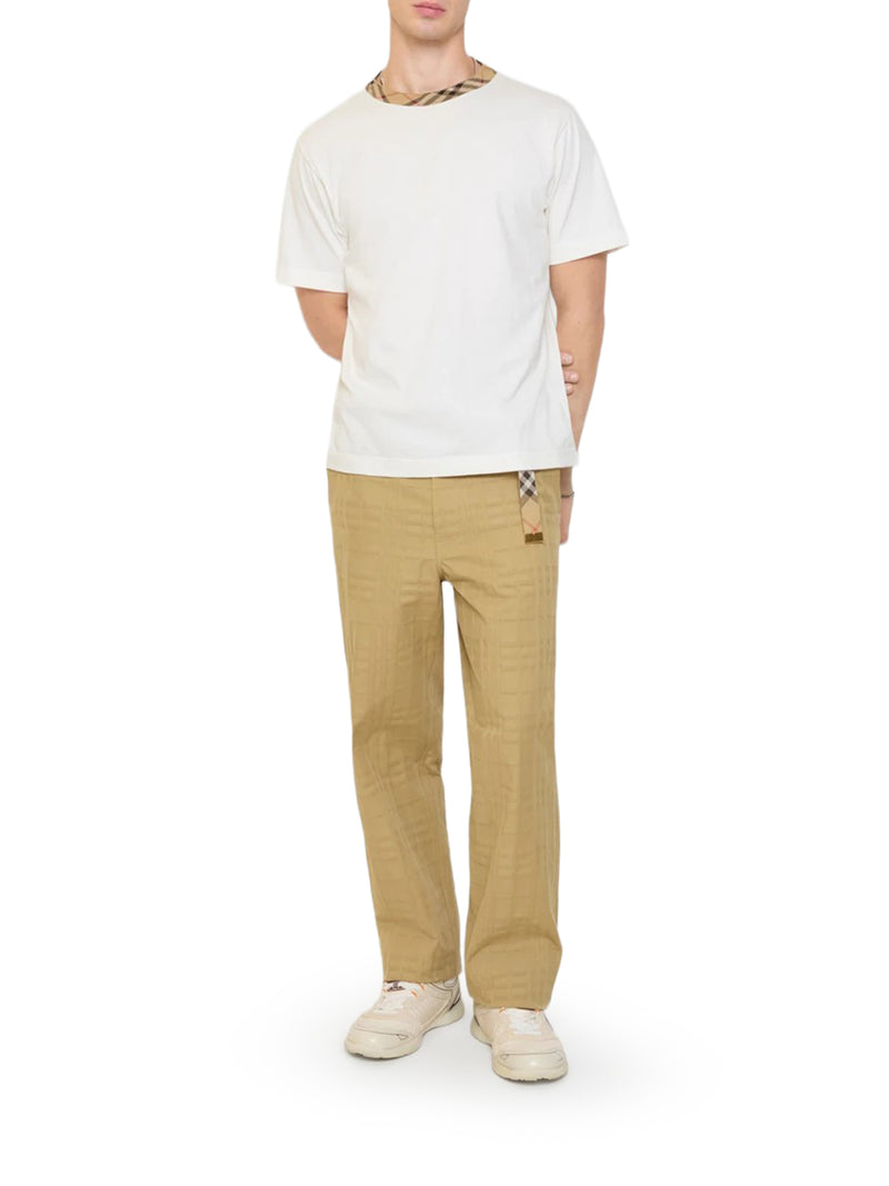 PANTALONI IN COTONE CHECK EFFETTO TEXTURE